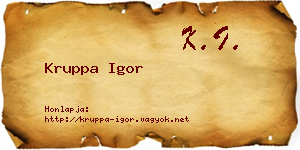 Kruppa Igor névjegykártya